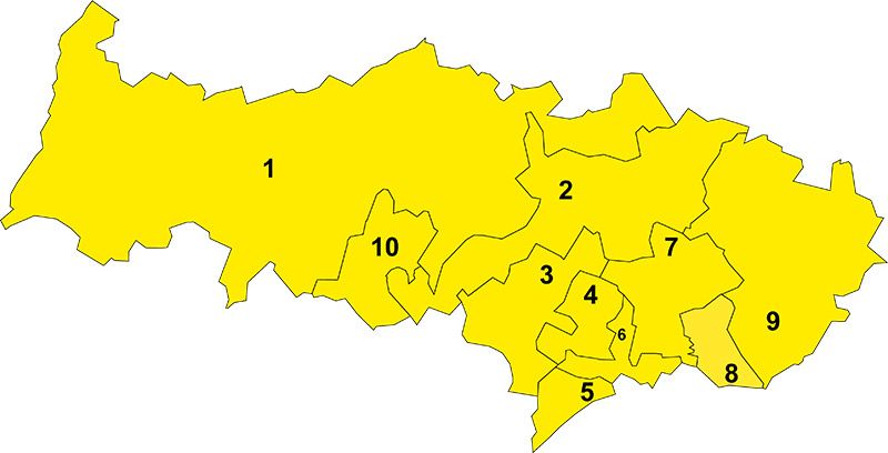 Carte des circonscription du Val d'Oise
